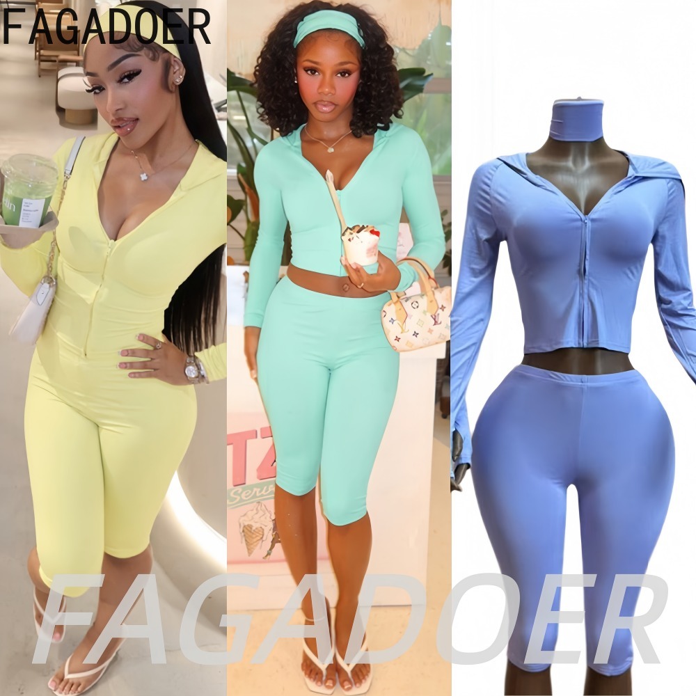 Streetwear Brand Shorts - FAGADOER Casual Sporty 3 Piece Sets
