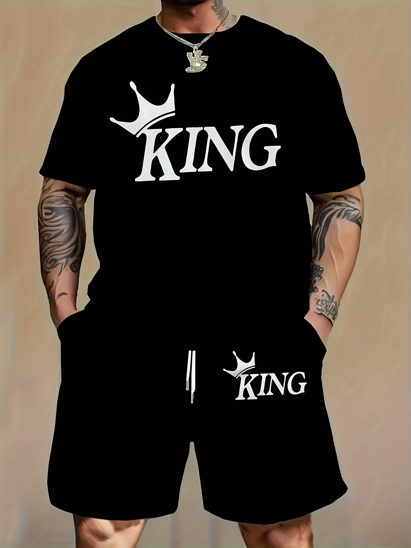 Streetwear Brand Shorts - Men Fashion 2‑Piece Matching Set Letter