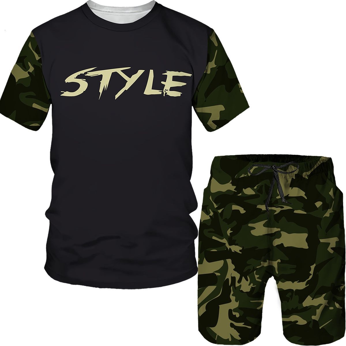 Camouflage Men's Suits Camo 3D - Streetwear Brand Shorts recension och pris