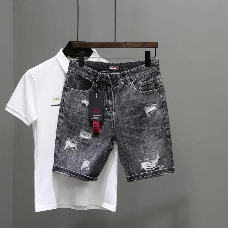 Men's Short Jeans Pants Black  - Streetwear Brand Shorts recension och pris