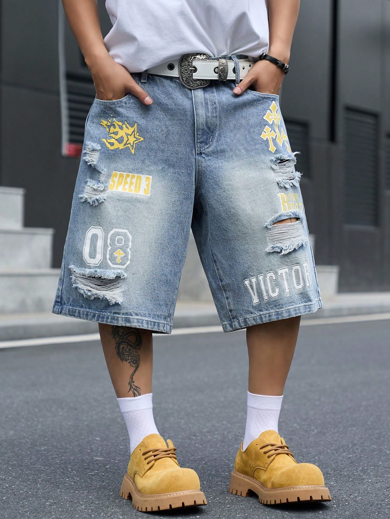 Men's Loose Fit Denim Bermuda  - Streetwear Brand Shorts recension och pris
