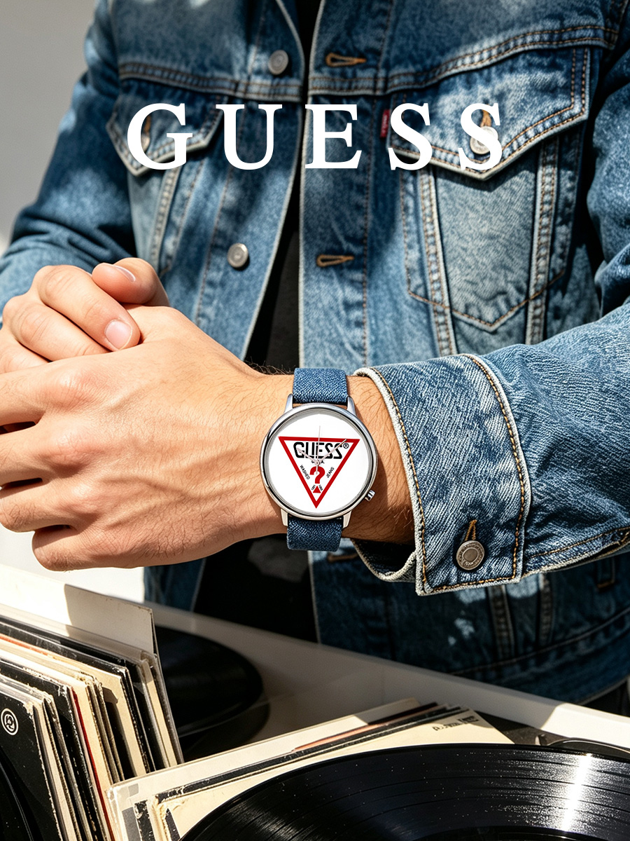 Guess Unisex Watch Blue Denim  - Streetwear Brand Accessories recension och pris